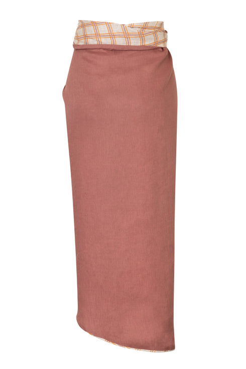Capurgana Linen Skirt / Cream and Butter Scotch - Pink
